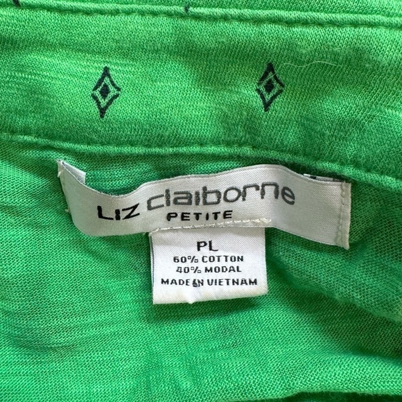 Liz Claiborne Green Petite Button Up Casual Blouse (PL) - Picture 6 of 6